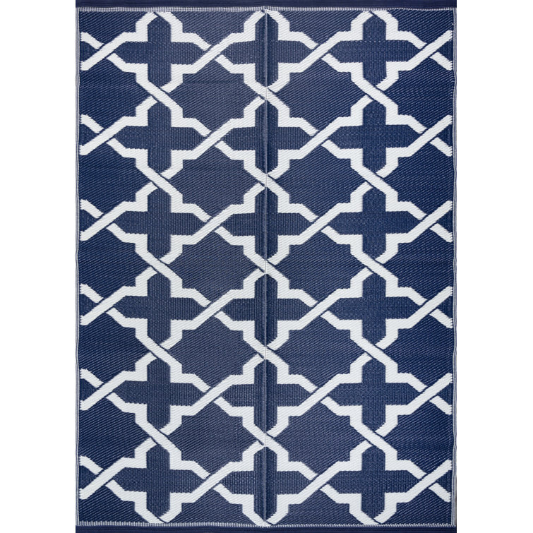 Winston Porter Post Up Plastic Dark Blue Indoor/Outdoor Rug & Reviews